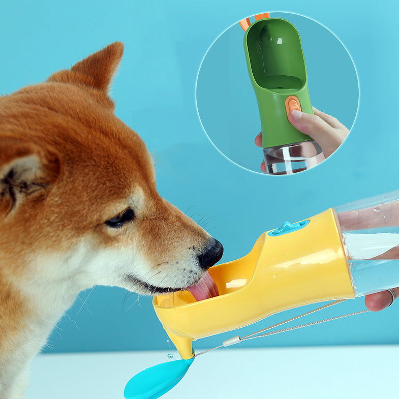 Dog Water Bottle - 2-in-1 Food Storage and Drinking Bottle for Pets