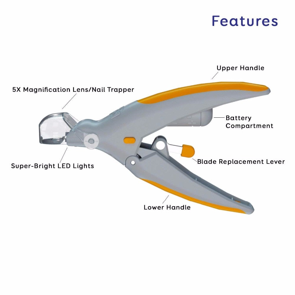 LED Dog Nail Clippers with Magnifier - Safe & Professional