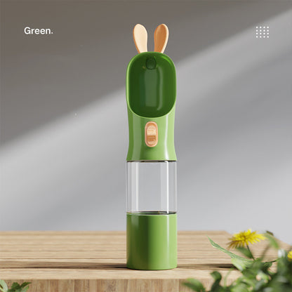 Dog Water Bottle - 2-in-1 Food Storage and Drinking Bottle for Pets