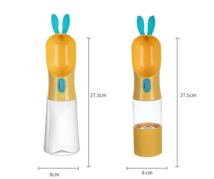 Dog Water Bottle - 2-in-1 Food Storage and Drinking Bottle for Pets